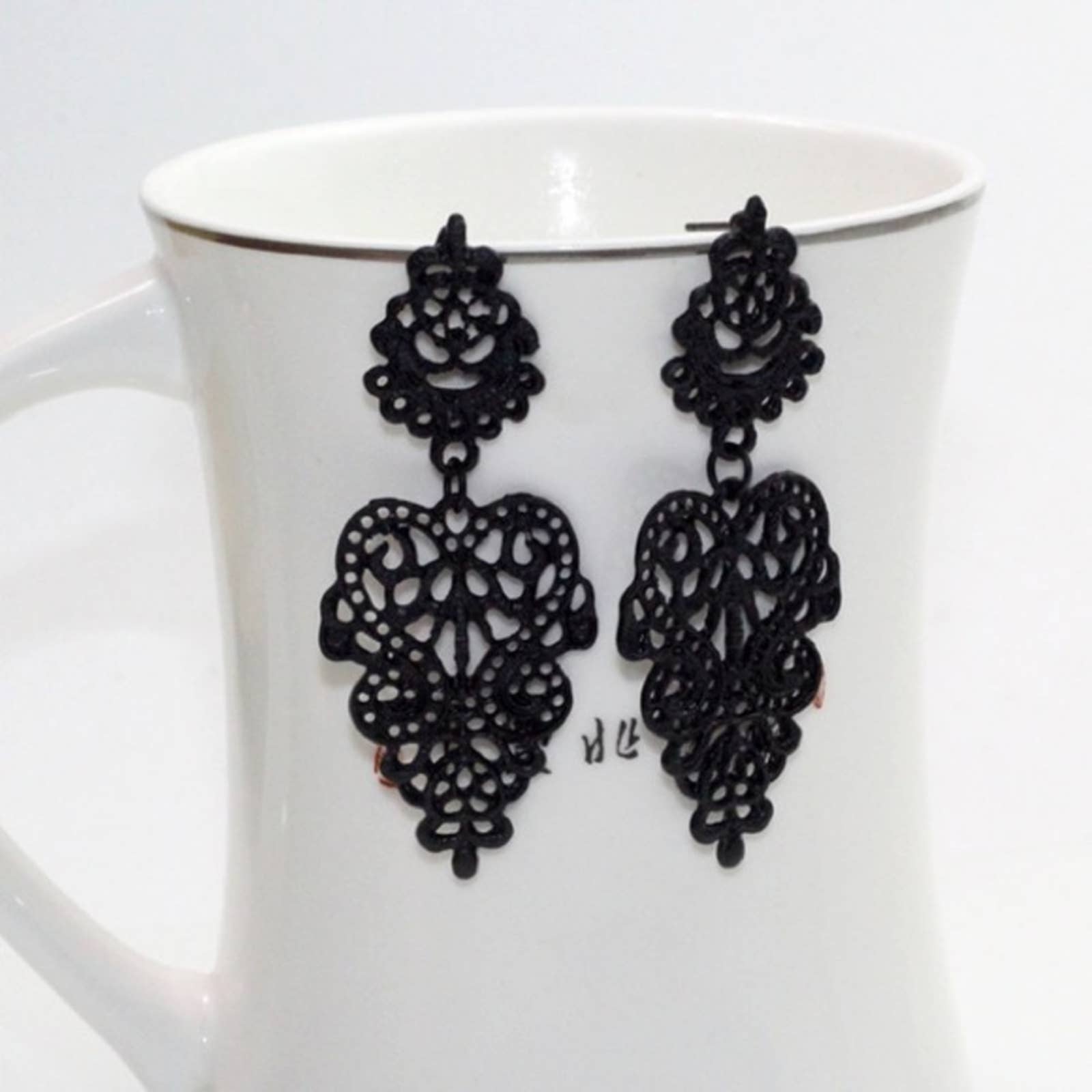 Sleek Black Boho Fashion Hollow Carved Earrings